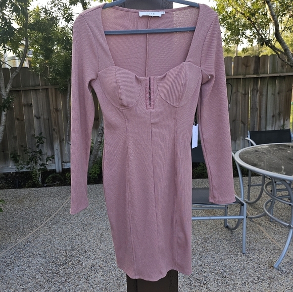 Nwt ASTR the label nude blush  Ribbed bra corset dress L - Picture 3 of 14